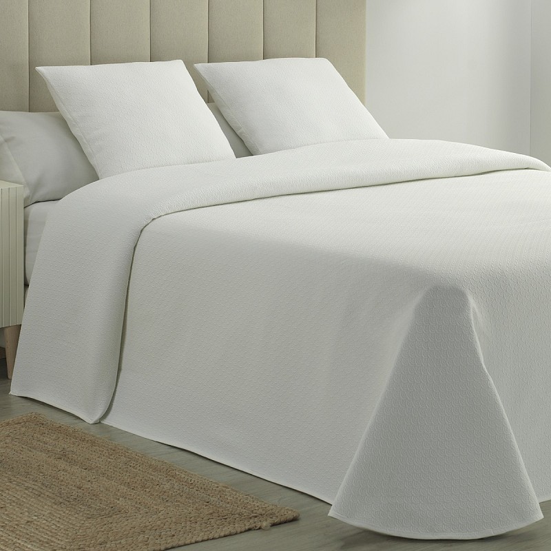 Colcha Piqué Aitana Blanca Calidad Hotel Tejido Polialgodón