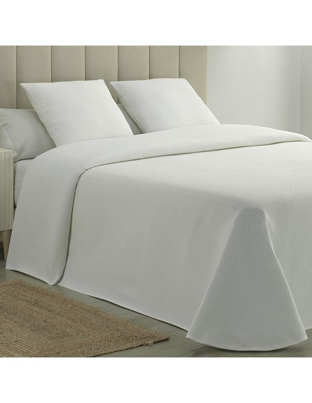 Colcha Piqué Aitana Blanca Calidad Hotel Tejido Polialgodón