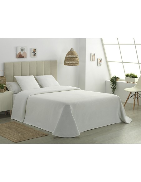 Colcha Piqué Aitana Blanca Calidad Hotel Tejido Polialgodón