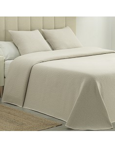 Colcha Piqué Aitana Beige Calidad Hotel Tejido Polialgodón