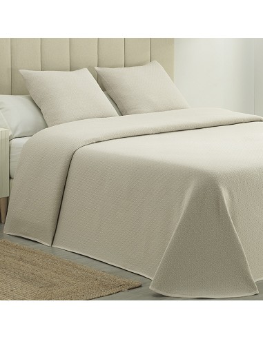 Colcha Piqué Aitana Beige Calidad Hotel Tejido Polialgodón