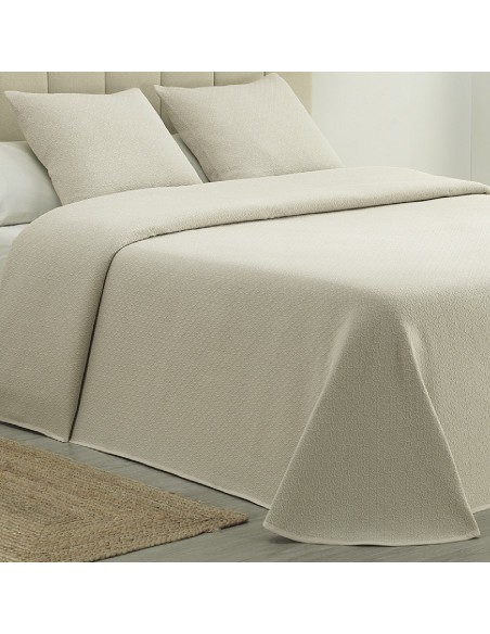 Colcha Piqué Aitana Beige Calidad Hotel Tejido Polialgodón