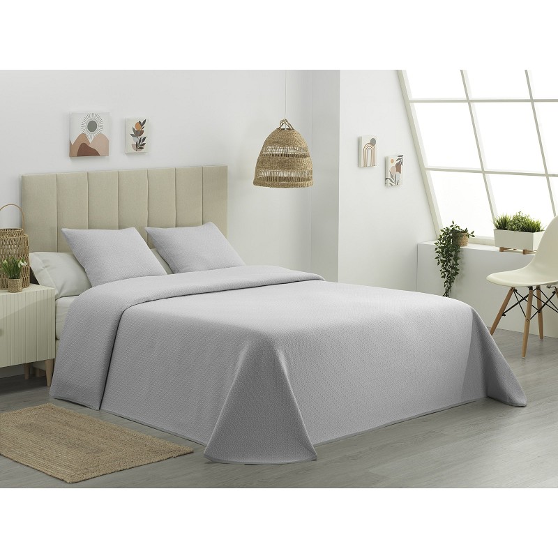 Colcha Piqué Aitana Gris Calidad Hotel Tejido Polialgodón