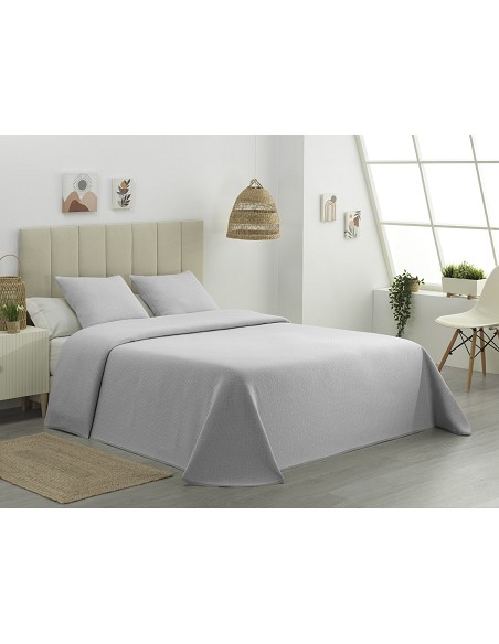 Colcha Piqué Aitana Gris Calidad Hotel Tejido Polialgodón