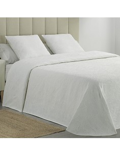 Colcha Piqué Flores Relieve Modelo Floritura Blanca