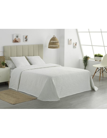 Colcha Piqué Flores Relieve Modelo Floritura Blanca