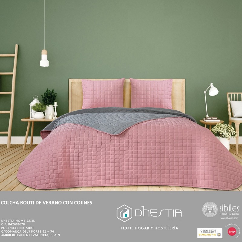 Colcha Bouti de Verano Bicolor Patrón Cosido de Cuadros Modelo Albir