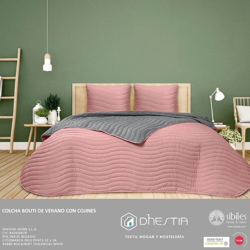 Colcha Bouti de Verano Bicolor Patrón Cosido Olas Modelo Altea