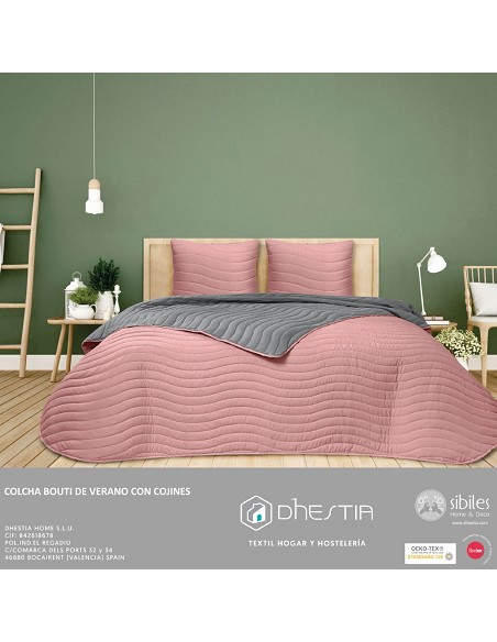 Colcha Bouti de Verano Bicolor Patrón Cosido Olas Modelo Altea