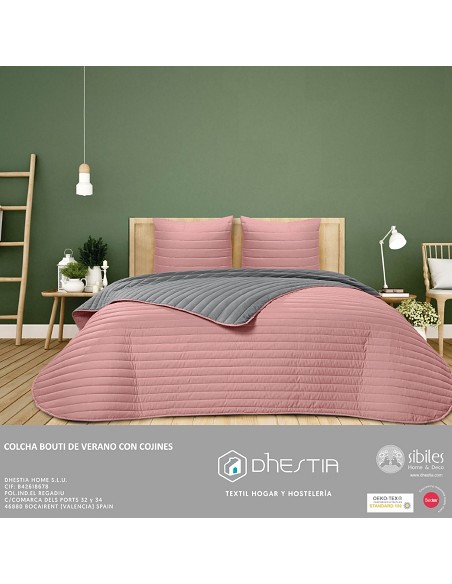 Colcha Bouti de Verano Bicolor Patrón Cosido de Lineas Modelo Moraira