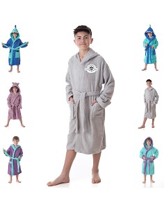 Albornoz Niños Infantil y Juvenil Adolescentes 100% Algodón Capucha y Bolsillos 2