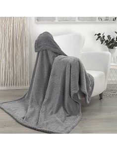 Plaid Sherpa Manta Sofá Espiga Gris 170X130