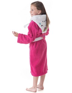 Albornoz de Baño Para Niñas 100% Algodón con Capucha y Bolsillos Sleep Unicorn