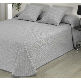 Colcha Piqué Geométrica Cama Hotel Gris Beta 16 2