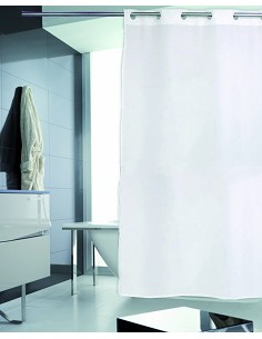 Cortina Baño Hotel Poliéster Anti Moho Basic Colores Blanco y Beige 2