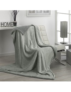 Manta Plaid Sofá Borreguillo Gofrado Menta 2