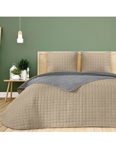 Colcha Bouti Reversible Albir Beige Itziar Cosida Cuadros Hotel 2