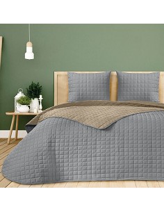 Colcha Bouti Reversible Albir Gris Itziar Cosida Cuadros Hotel 2