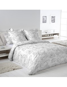 Juego Funda Nórdica Floral 100% Algodón Cierre Botones Sandra Gris