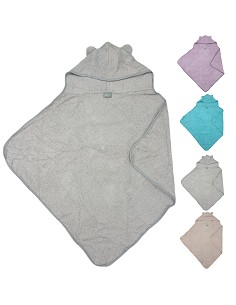 Capa de Baño Bebé con Capucha y Orejas 100% Algodón Natural