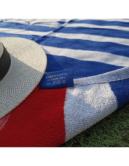 Toalla de Playa 100% Algodón Egipcio Terciopelo 85X165 cm Ancla Marinera