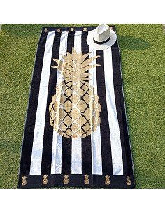 Toalla de Playa 100% Algodón Egipcio Terciopelo 85X165 cm Piña Oro 2