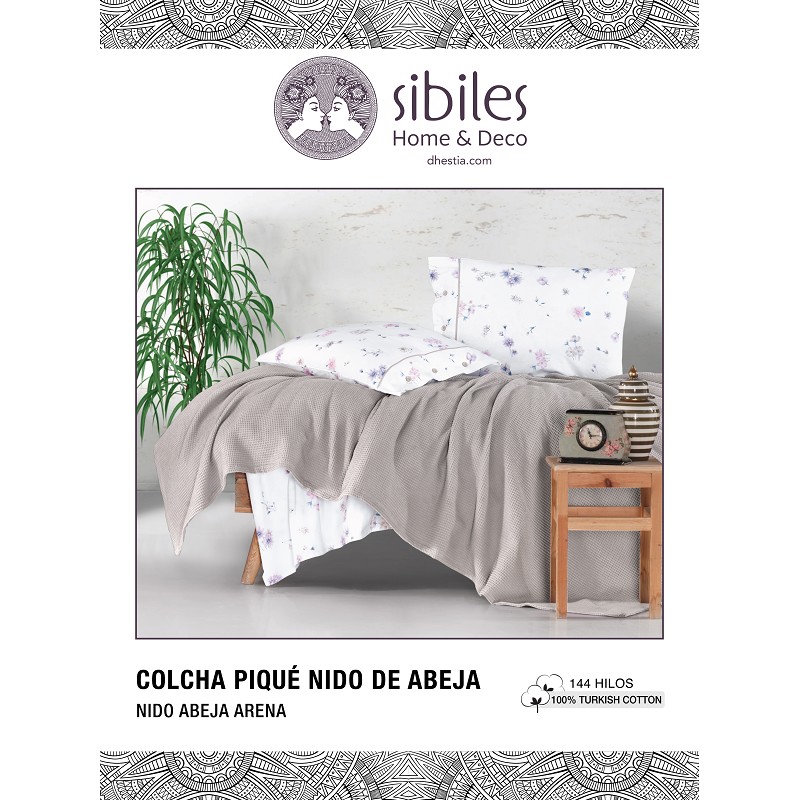 Colcha Piqué Multiusos Nido Abeja 100% Algodón Para Cama Metali de Sibiles