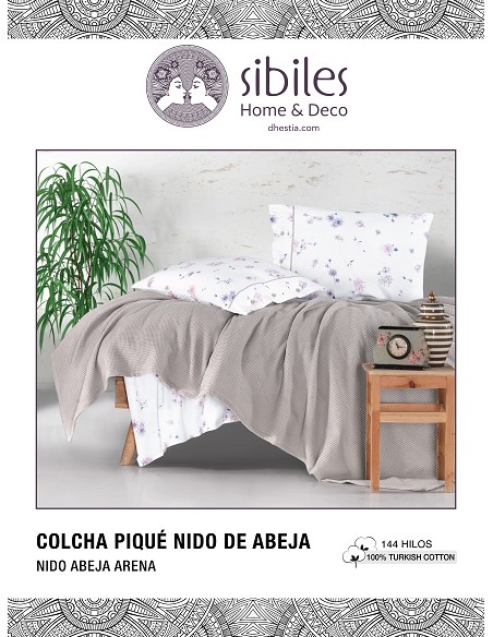 Colcha Piqué Multiusos Nido Abeja 100% Algodón Para Cama Metali de Sibiles