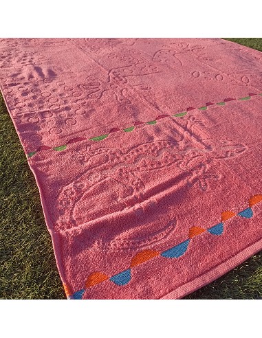 Toalla de Playa Lagarto Rosa Fluor 100% Algodón
