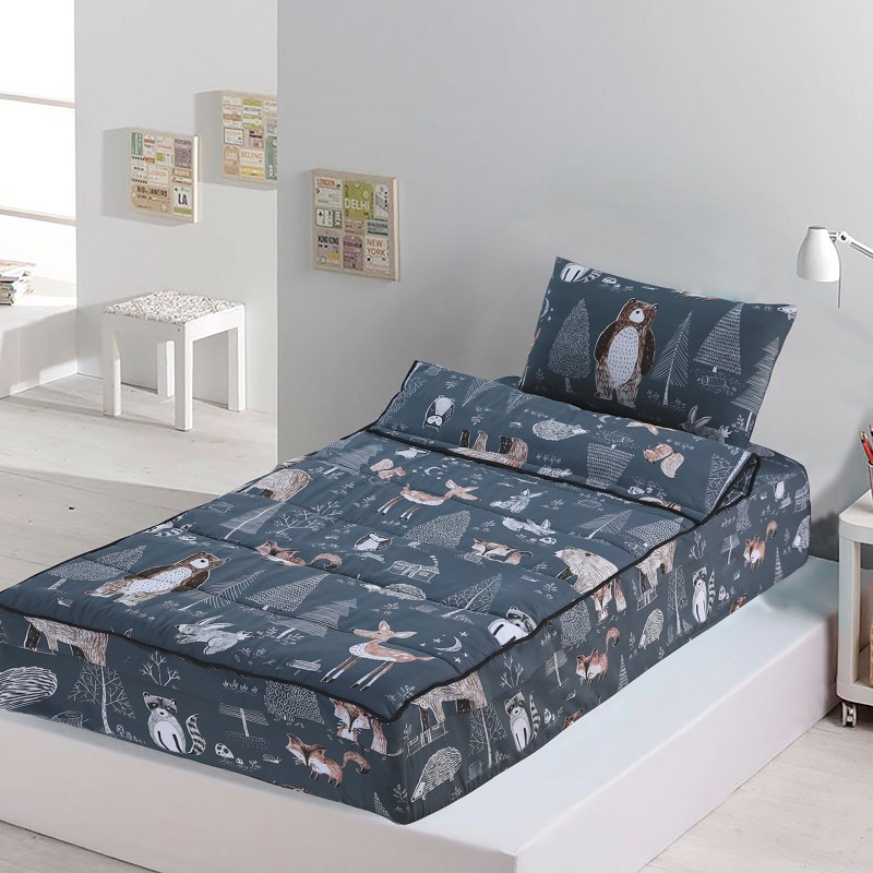 Saco Nórdico Ajustable Cremallera Infantil Cama 90 y Cama 105 Forest