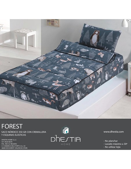Saco Nórdico Ajustable Cremallera Infantil Cama 90 y Cama 105 Forest