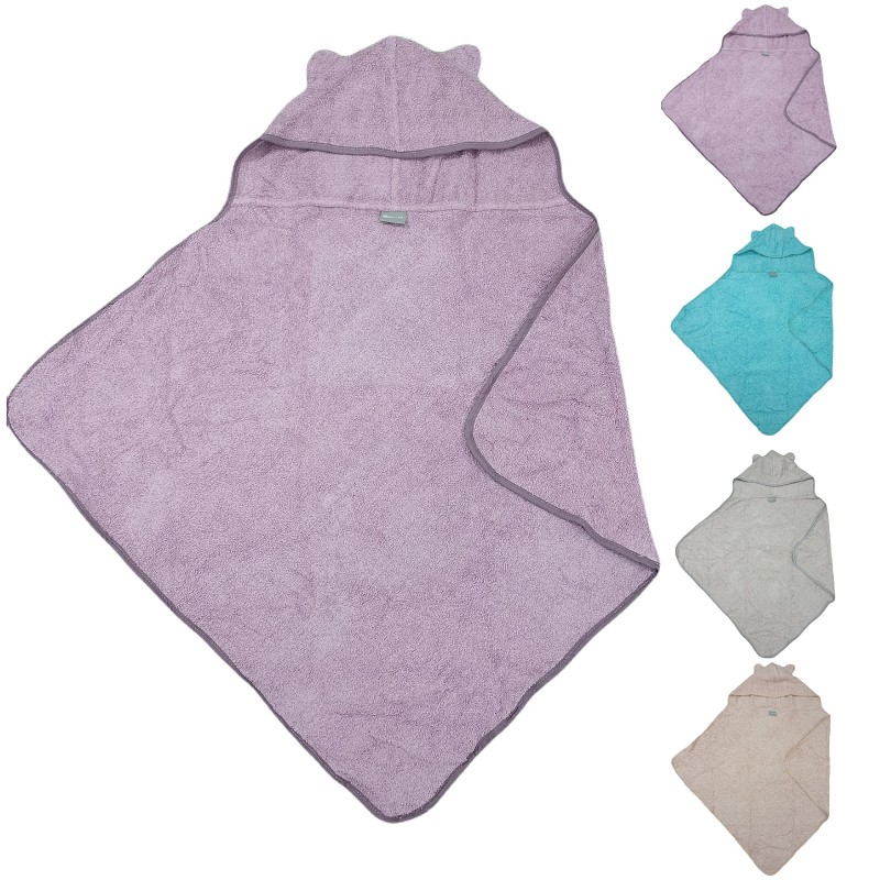 Capa de Baño Bebé con Capucha y Orejas 100% Algodón Natural