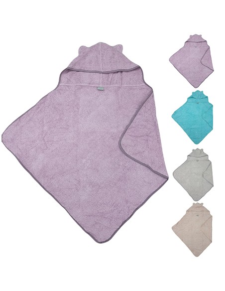 Capa de Baño Bebé con Capucha y Orejas 100% Algodón Natural