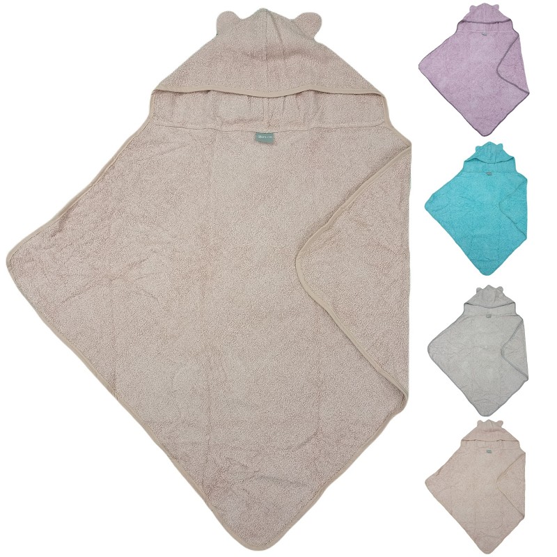 Capa de Baño Bebé con Capucha y Orejas 100% Algodón Natural