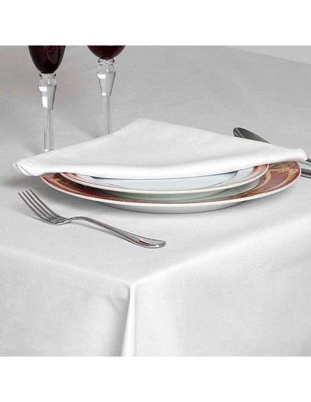 Mantel Hostelería de Tela Blanca Satén Polialgodón