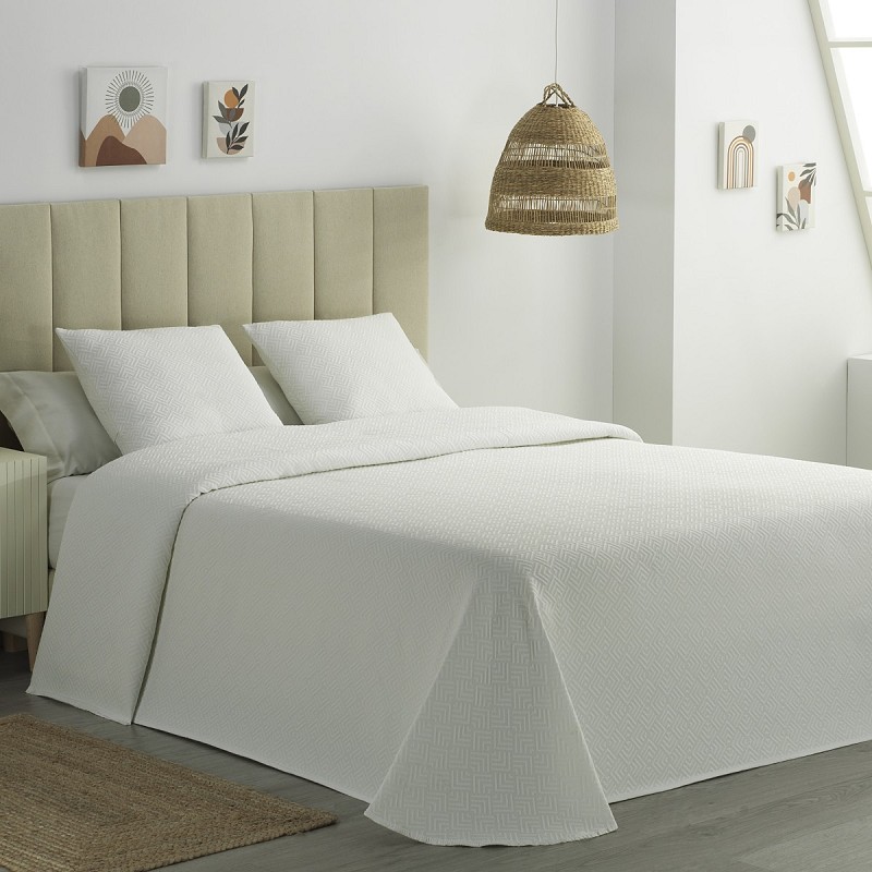 Colcha Piqué Jacquard Hotel Diseño Geométrico Beta