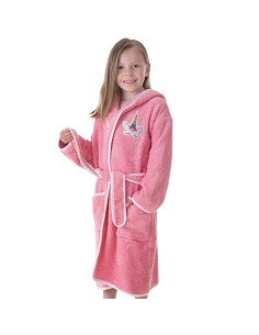 Albornoz Infantil Niña Algodón Natural 100% Capucha y Bolsillos Pink Unicorn 2