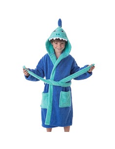 Albornoz Infantil Niño Algodón Natural 100% Capucha y Bolsillos Shark-Boy 2