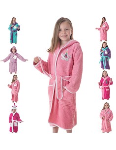 Albornoz Niñas Infantil y Adolescentes 100% Algodón Capucha y Bolsillos 2